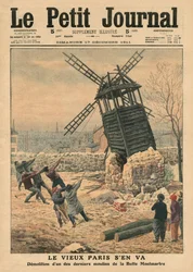 Abbau einer der letzten Windmühlen auf dem Butte Montmartre, Illustration aus 